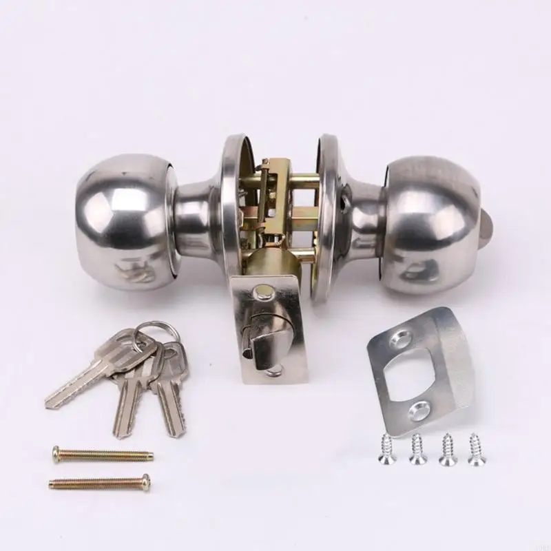 A0KE Round Door Knobset Handle Lock With for Key Bedrooms Living Rooms Knob Handle