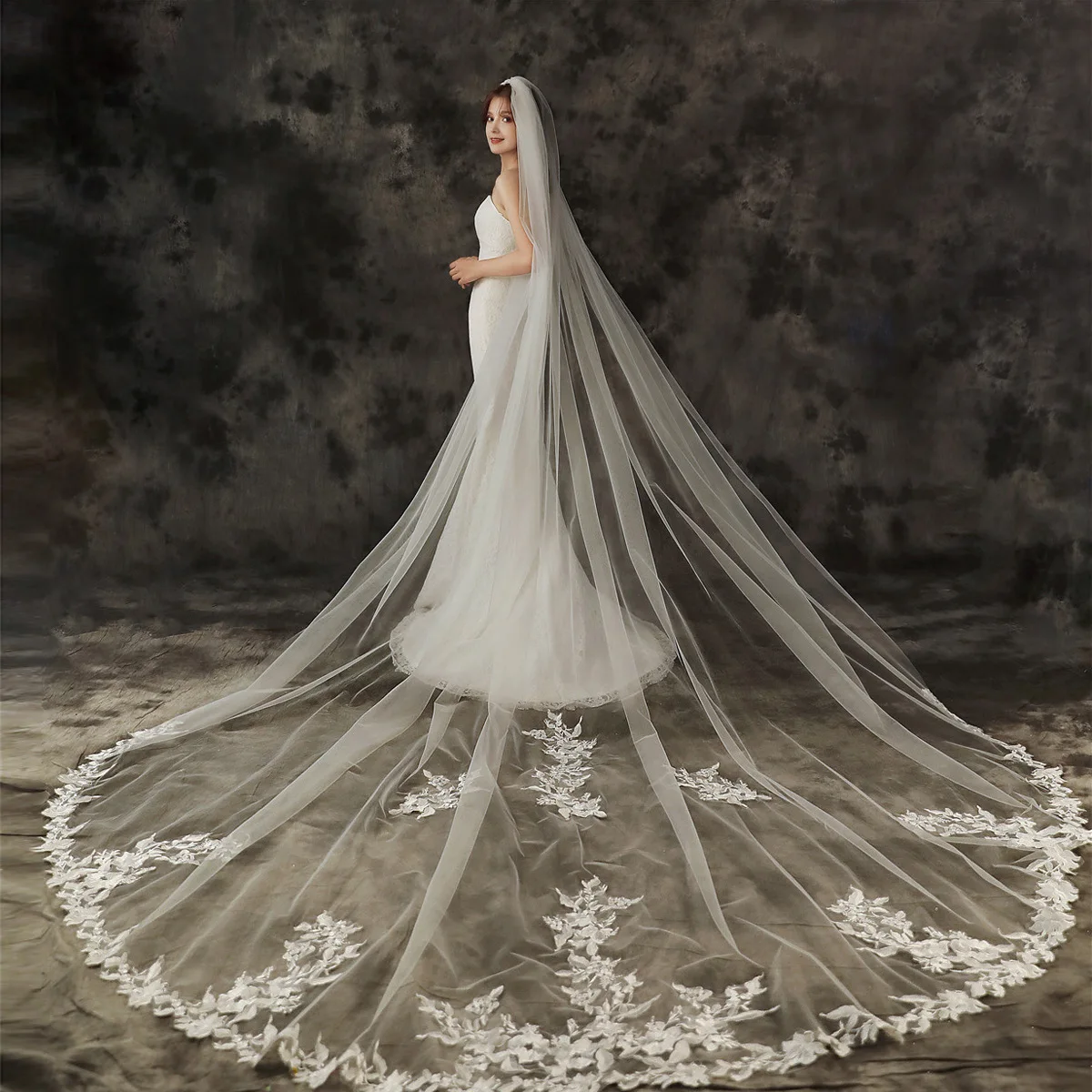 

Trailing Veil Long Wedding Accessories Veil