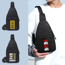 

Men Bag Shoulder Bag Chest Bags Fashion Clutches Travel Sport Crossbody Bags with USB Charging Hole Phrase Printing Mini Handbag