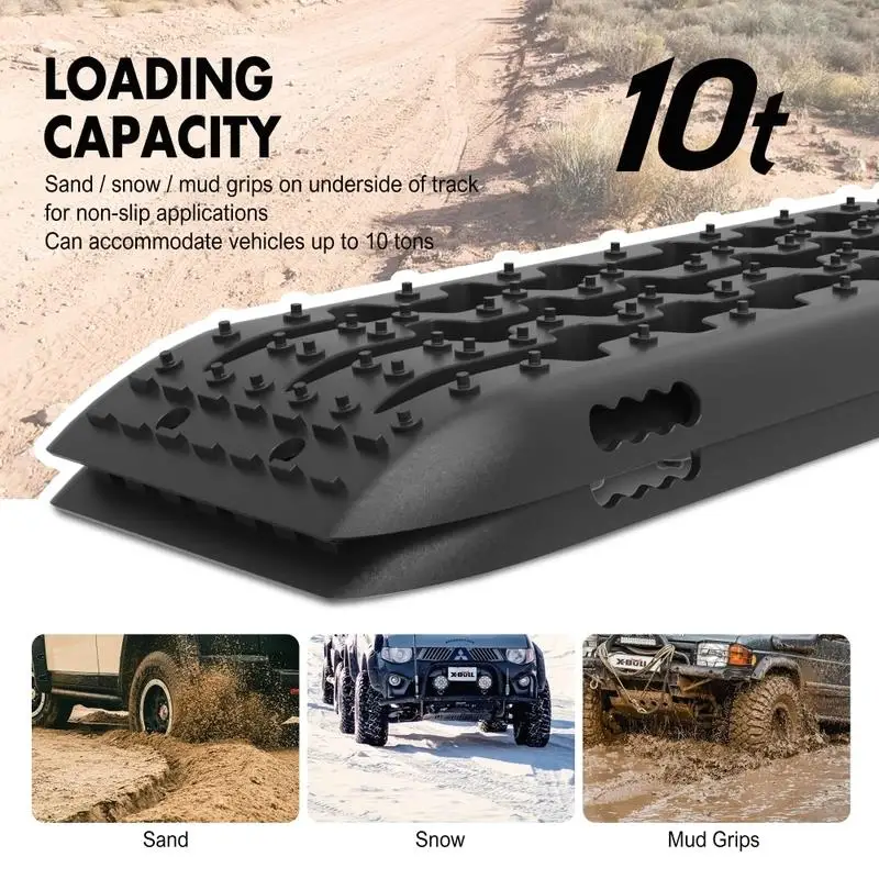 X-BULL Recovery tracks Sand Trucks Offroad With 4PCS Mounting Pins 4WDGen 2.0-Black