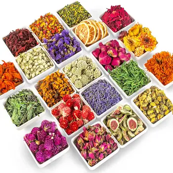 21 Pack Dried Flowers for Candle Making,100% Natural Dried Herbs Kit for Soap Making,Bath,Resin Jewelry Making,Lavender,Rose 1