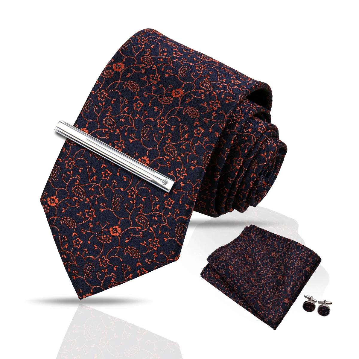 Beaface Set Cravatta Uomo 5 Pezzi - Cravatta Classica + Fazzoletto + Gemelli + Fermacravatta - Matrimonio, Ufficio, Eventi Eleganti - Azzurro