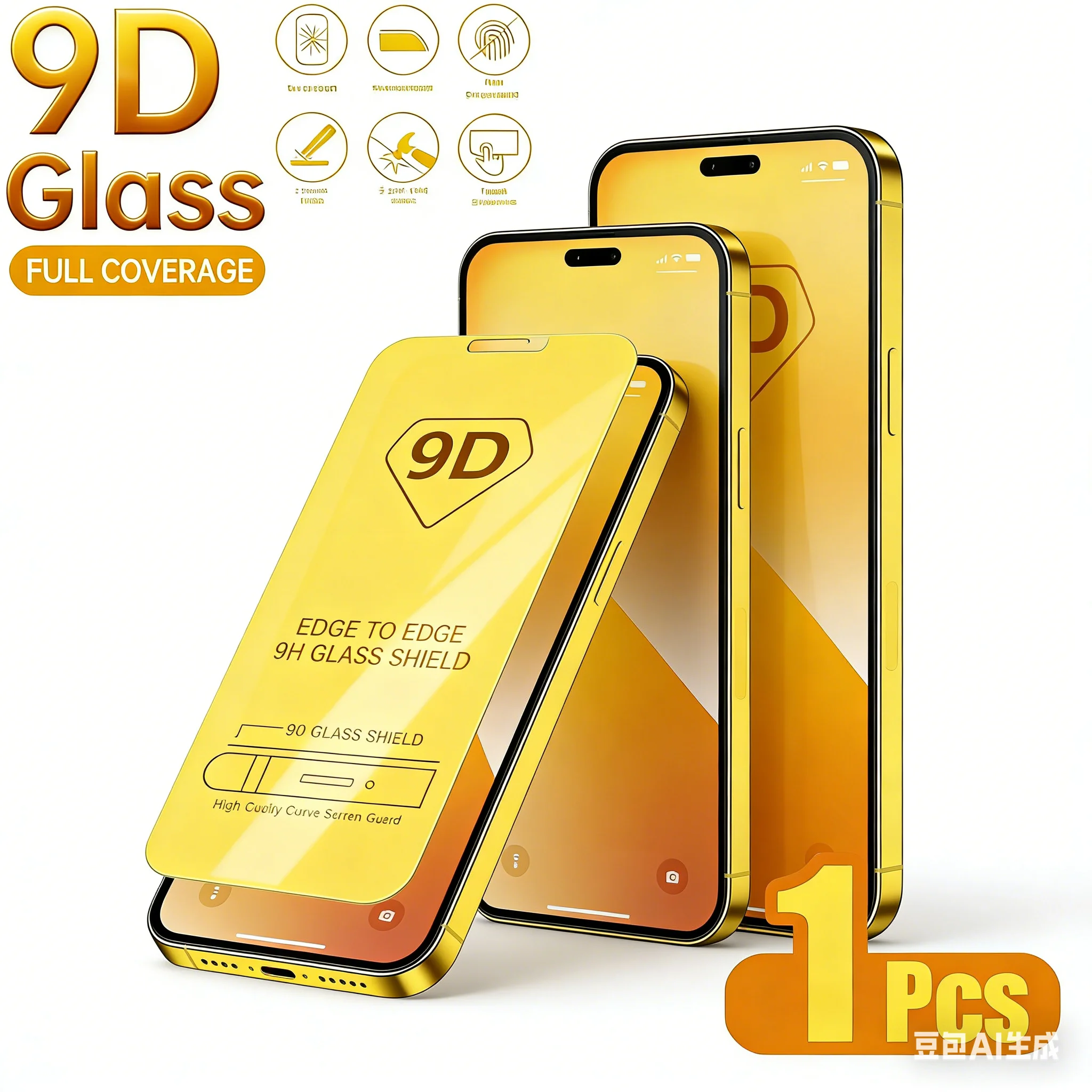 Protection d'écran 9D en verre trempé pour iPhone 17 16 Pro Max 16e 15 14 13 12 11, verre protecteur pour iPhone X XR XS Max 7 8 Plus