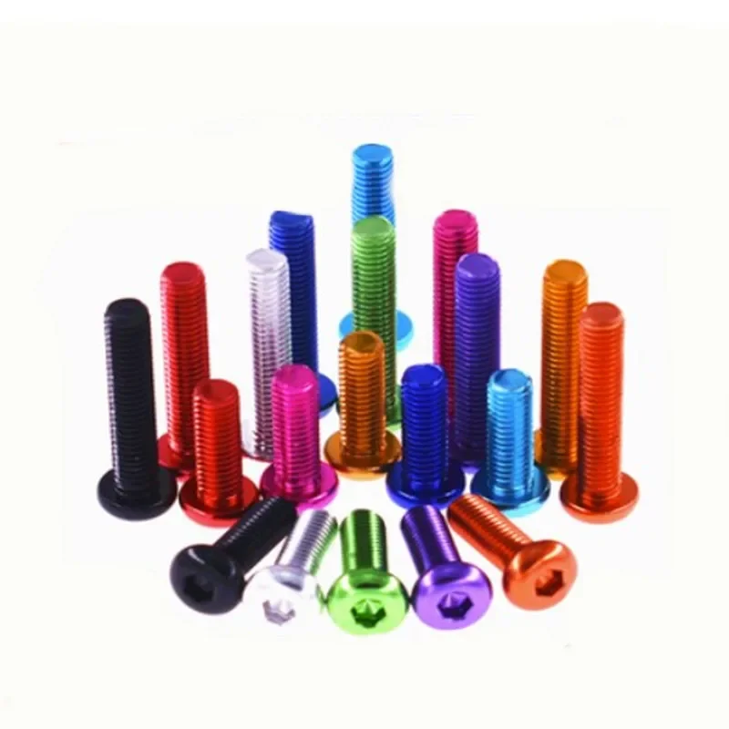 Aluminum Button Head Screw 10pcs iso7380 M3 M4 M5 M6*5/6/8/10/12/16/20/25 colourful Aluminum hex socket round head screw