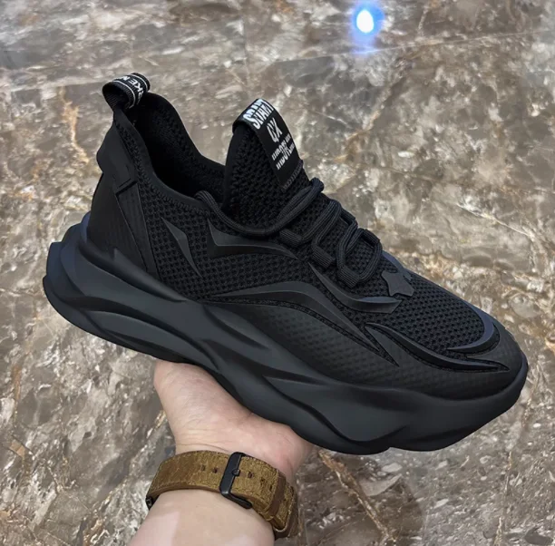 Men's shoes 2024 summer breathable shoes platform daddy shoes trend everything with lightweight flying mesh surface casual sport 3