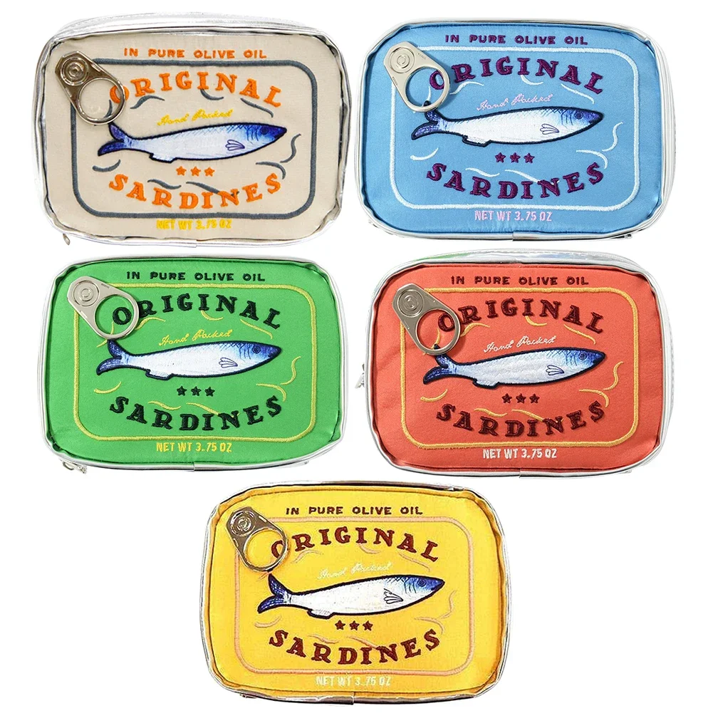 Cute Cosmetic Bag Sardines Cans Shape Creative Packages Portable Toiletry Bag Fashion Zipper Small Soft Makeup Bags Travel Pouch
