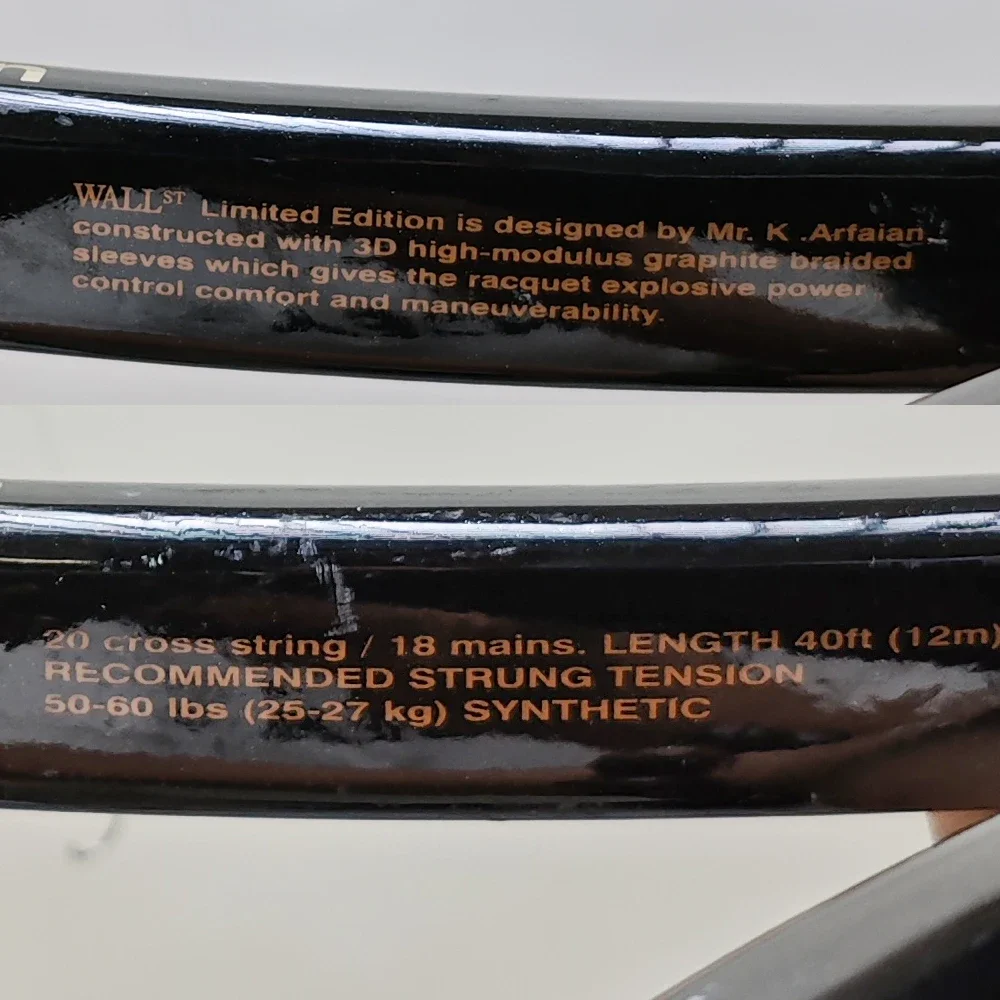 Tecnifibre Arfaian WallSt Limited Edition Premium Graphite Racket constructed with 3D high-modulus graphite braided