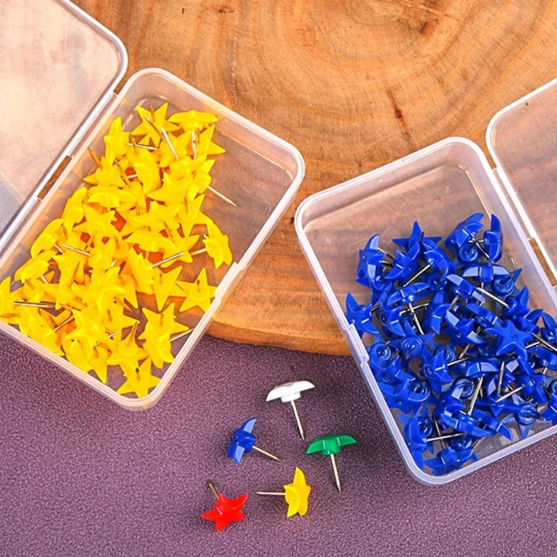 Map Push Pins Star Shape Drawing Pins Map Set for Pin Board Thumb Tacks with Plastic Heads and Steel Points Pack of