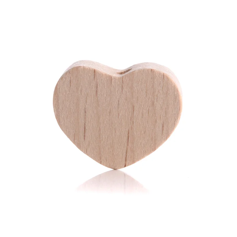 10Pcs Beech Beads Heart Butterfly Rainbow Elephant Flower Animal Wooden Beads for Bbay Chew Teether Beads Pacifier Clips Chain
