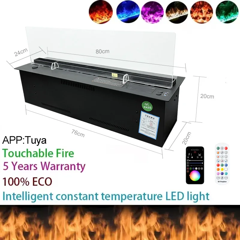 Aroma Mist Şömine Nemlendirici + Uçucu Yağ Difüzörü RGB Alev Işığı Şömine Otel Spa Gevşeme Dekoratif Şömine