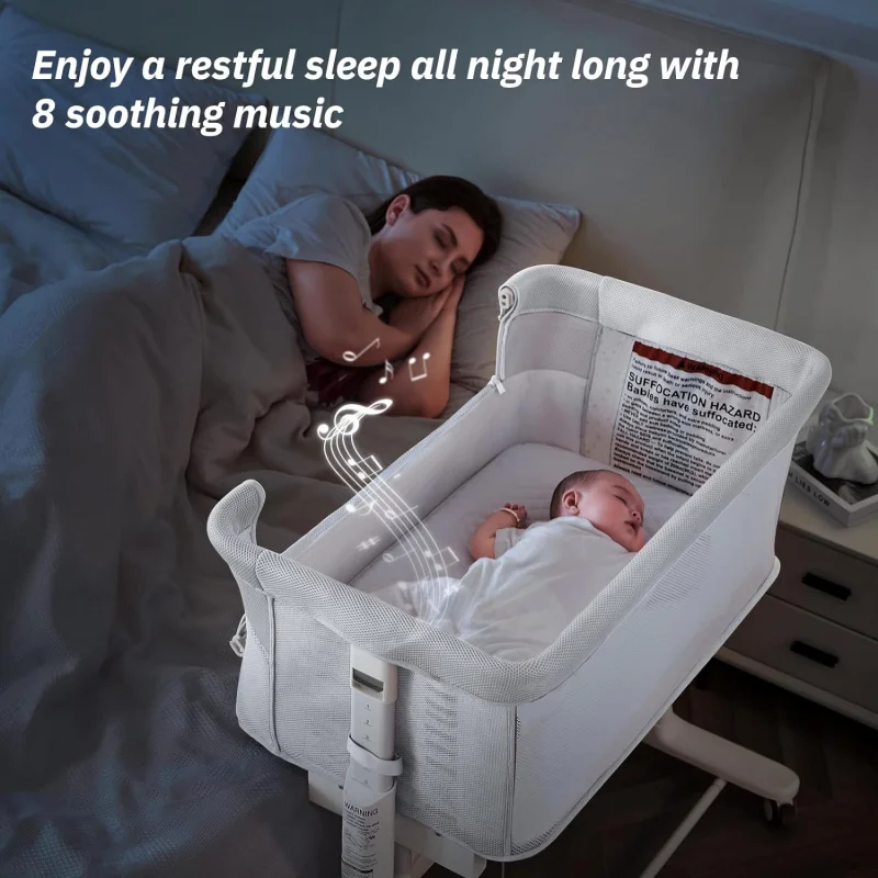 Rocking Bassinet for Baby Automatic Bedside Electric Cradle 5 Heights Adjustable Sleeper Babies Infant