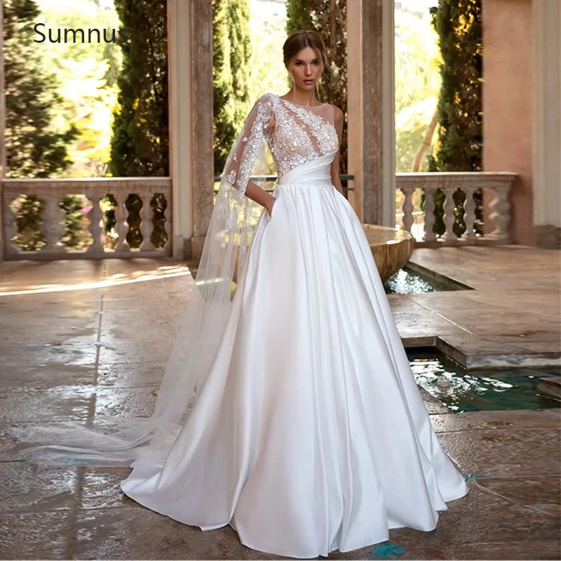 

Sumnus Graceful Ball Gown Wedding Dress 2022 3D Flowers Lace Stain Backless Tulle Vestidos De Novia Robe De Mariée Custom Made