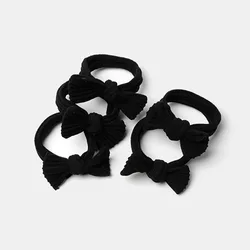 Elegant Red Butterfly Knot Hair Ties - Stylish Elastic Bands (Black bow [5 pieces 1 bag])