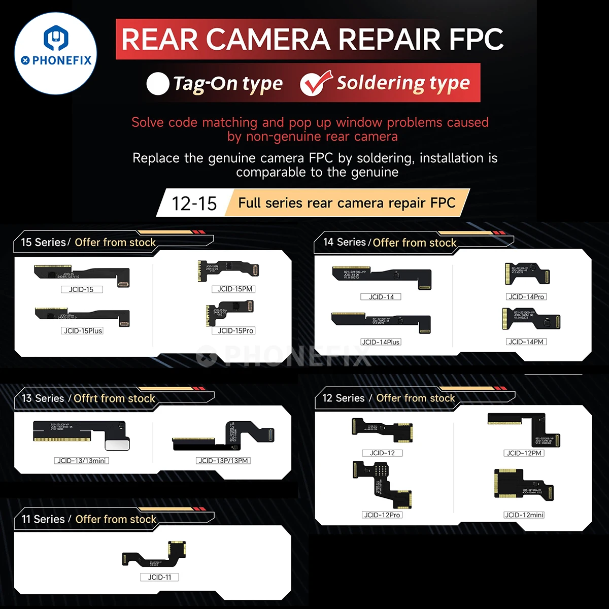

Гибкий кабель JCID для ремонта камеры заднего вида FPC для iPhone 11 12 13 14 15 Pro Max фиксированный выдвижной объектив над зеленой камерой