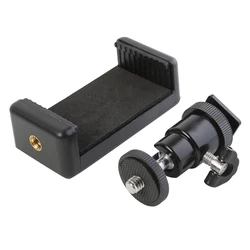 Universal Mobile Phone Clip Holder with 1/4 Screw and Hot Shoe Mount (1 Set)