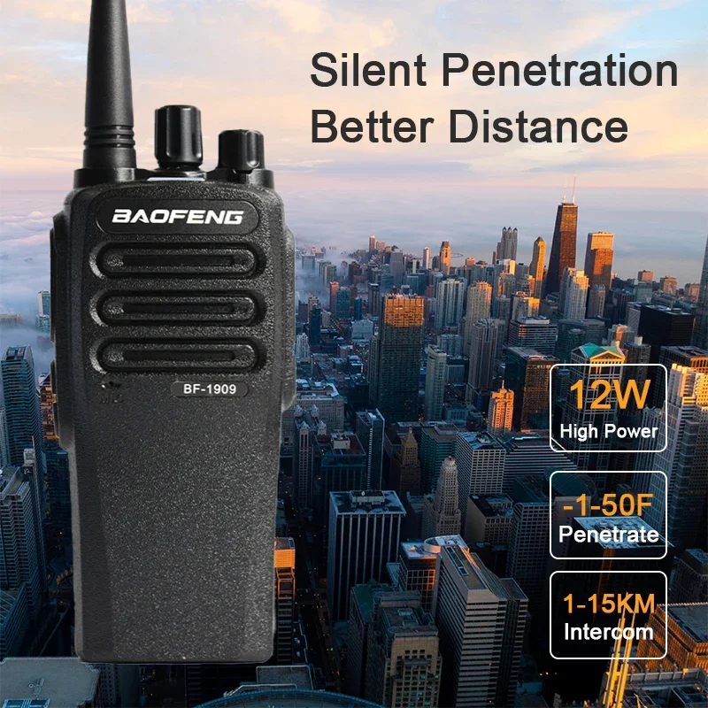 BaoFeng BF-1909 Walkie Talkie 1/2PCS 12W High Power UHF 400-470mhz Type C Charging Long Range Transmitter Portable Two Way Radio 3