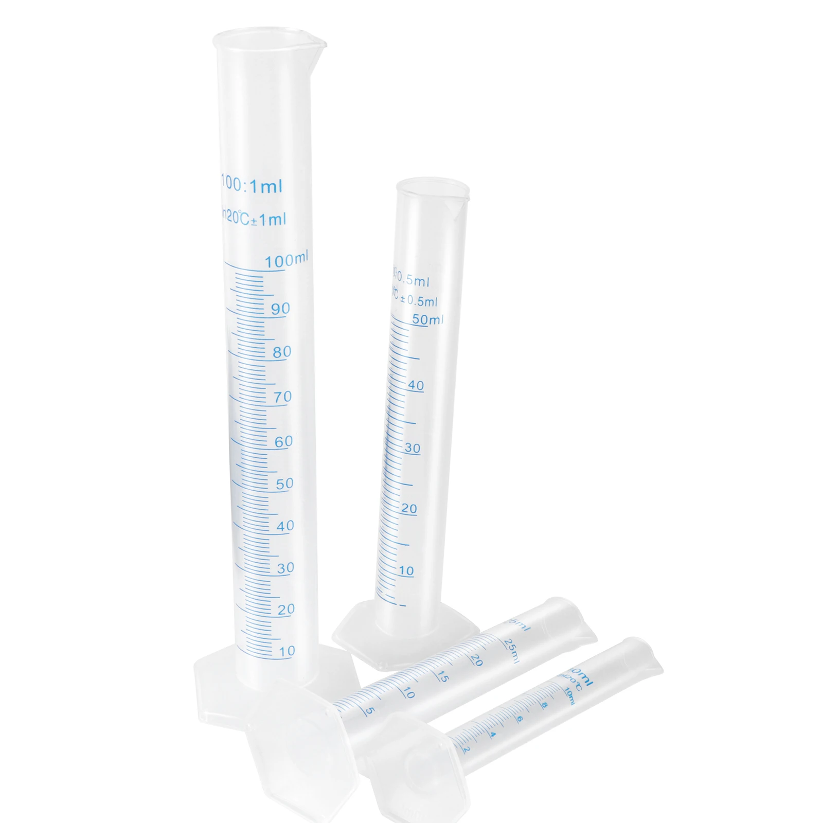 Plastic Measuring Cylinder 100Ml 50Ml 10Ml Test Tube Set Cylinders Tubes Lab Cup Science Transparent Ml Beakers