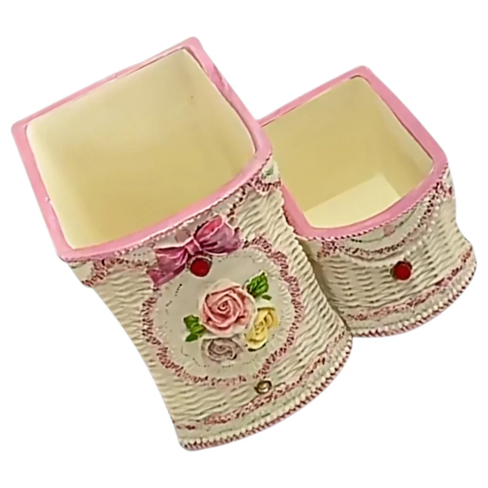 

Pencil Cup Planter Pots Makeup Brush Organizer Container Vintage Resin Holder