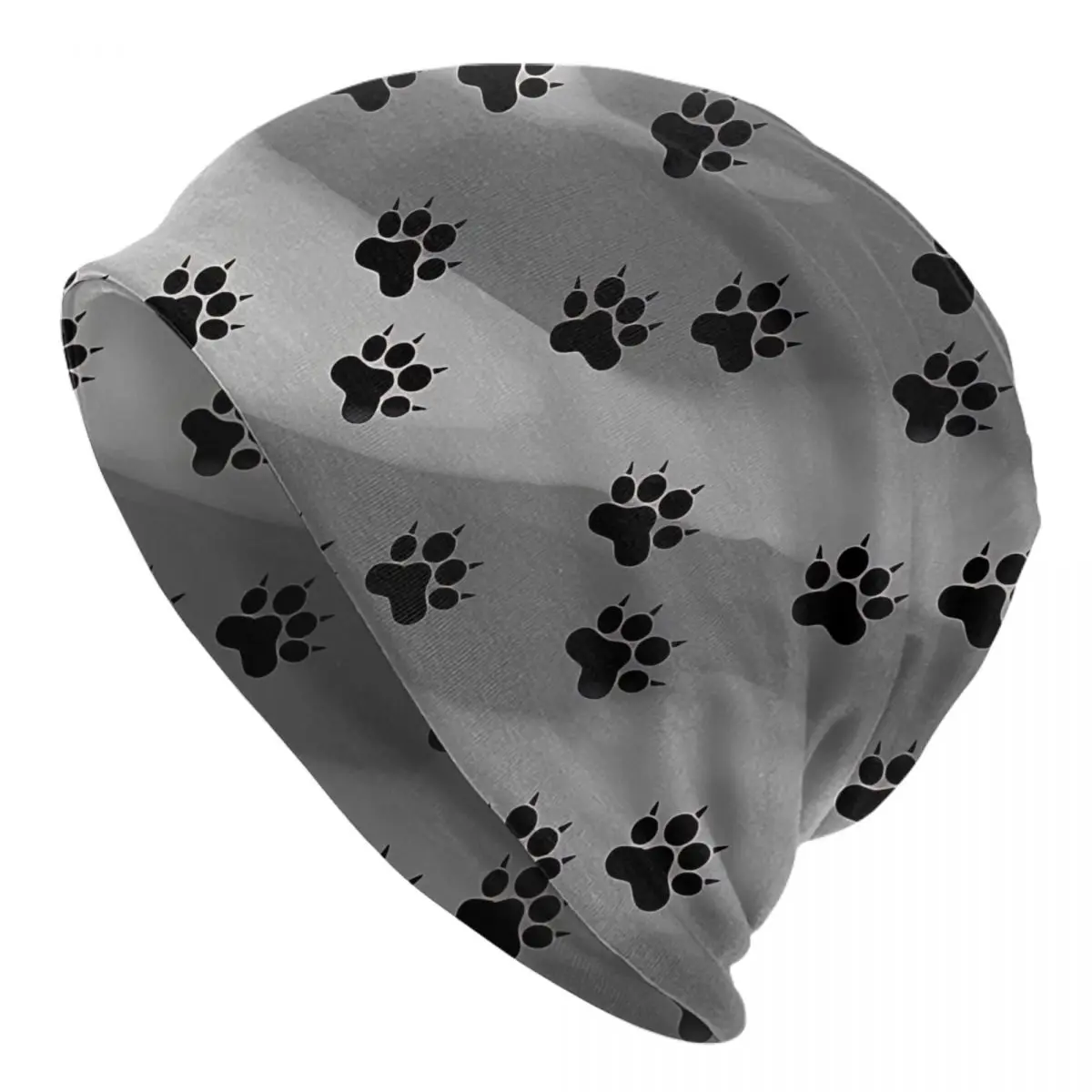 

Bonnet Hats Animal Paws Men Women's Thin Skullies Beanies Hat Paw Prints Pattern In Black And Grey Cap Hip Hop Caps