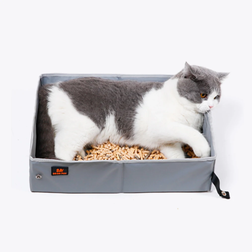 Waterproof Cat Litter Box Bedpan Foldable Oxford Cloth Outdoor Travel