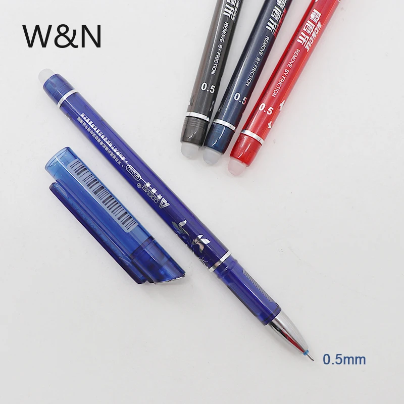 12 Pcs/Set Erasable Pen 0.5mm Refill Washable Handle Rod Blue/Black/Red Ink Gel Pen for School Office Writing Supply Stationery