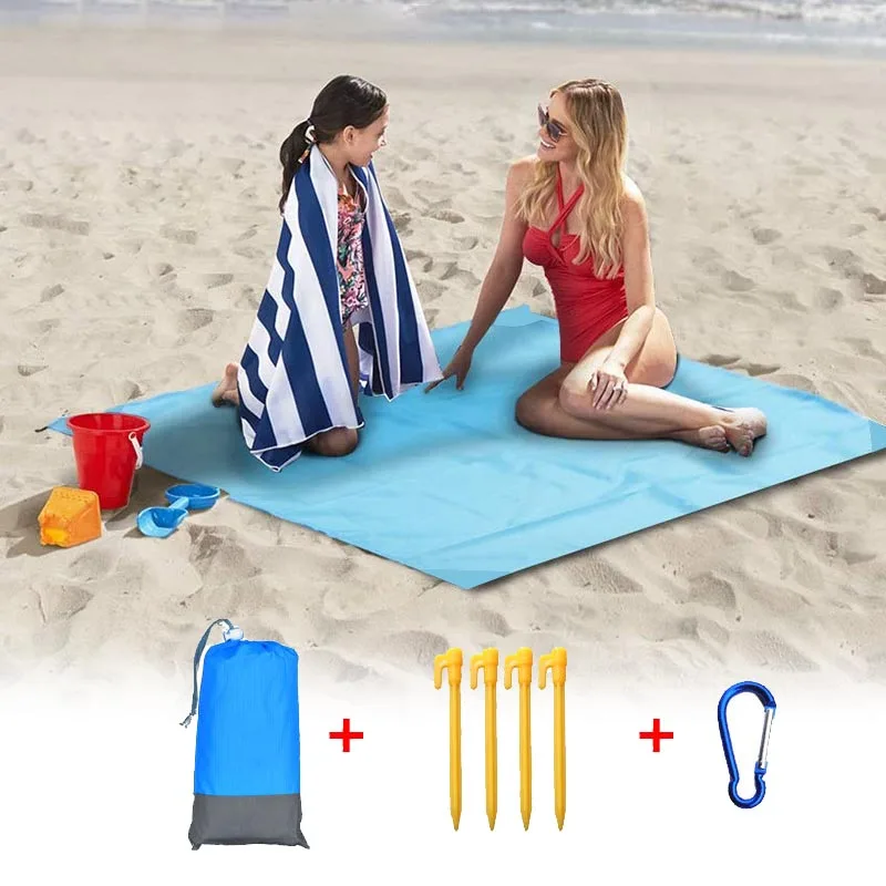 2x2.1m Waterproof Pocket Beach Blanket Folding Camping Mat Mattress Portable Lightweight Mat Outdoor Picnic Mat Sand Beach Mat