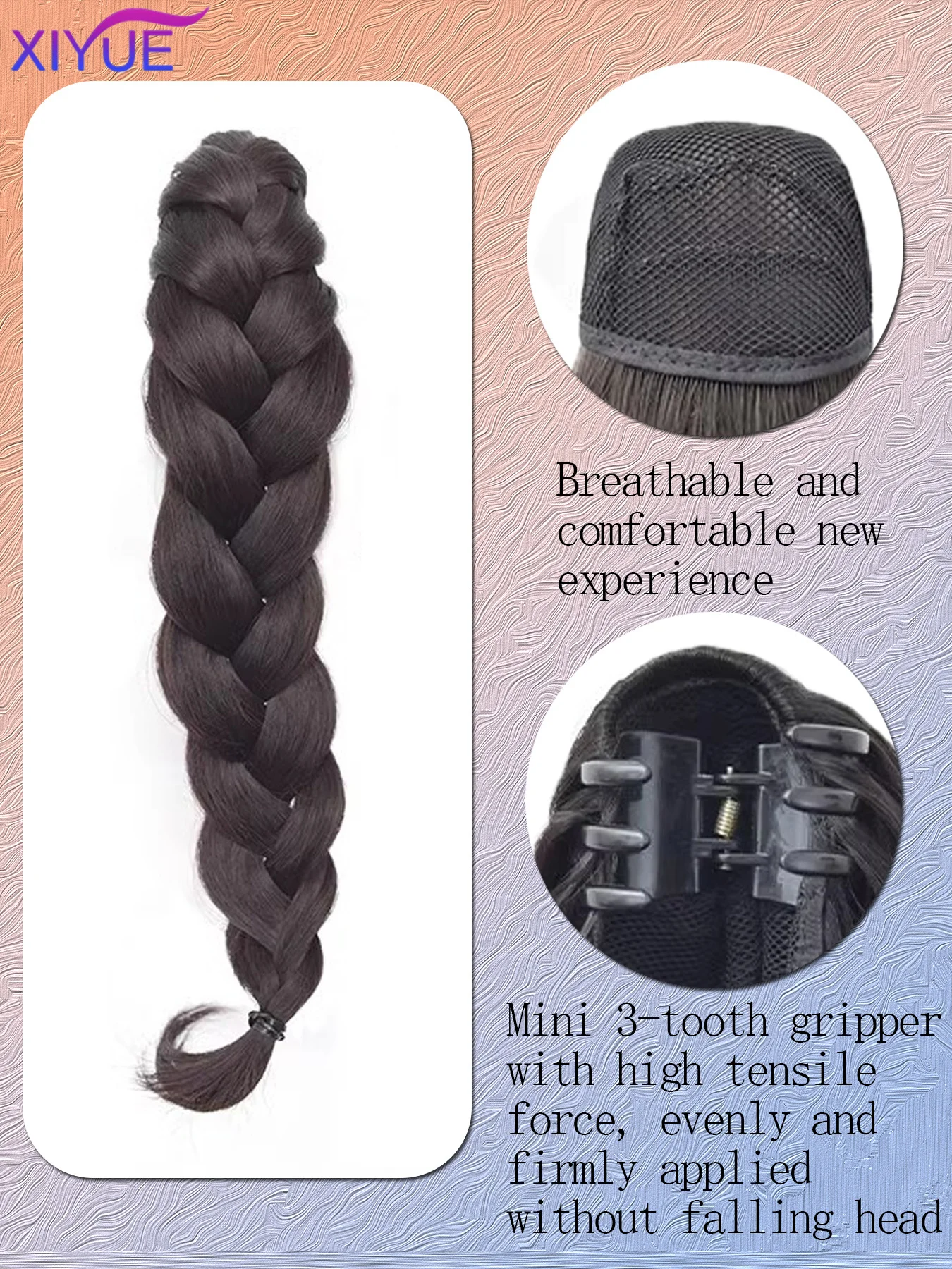XIYUE Synthetic Long Braided Ponytail Hair Extensions for Women Pony Tail with Hair Rope High Temperature Fiber