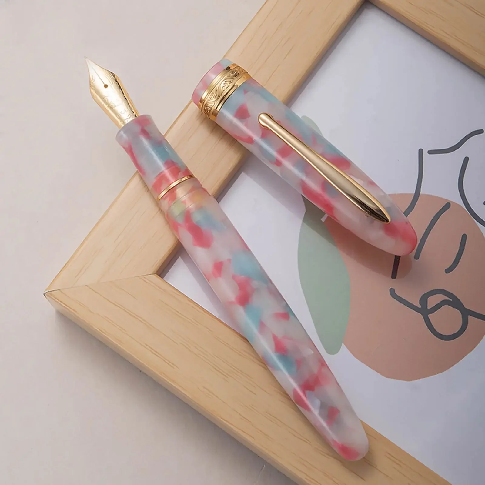 Hongdian N9 아크릴 만년필, 아름다운 Yunhai 시리즈, 14K 펜촉, 필..