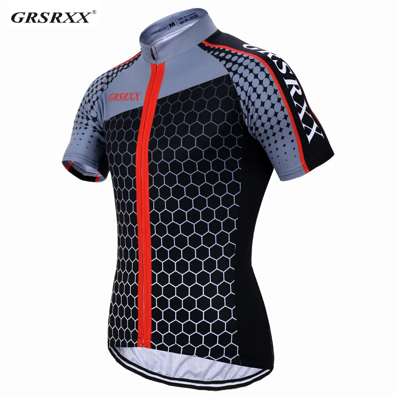 

GRSRXX Pro Cycling Shirts Men Short Sleeve Bicycle Team Jersey MTB Breathable Anti-UV Shirt Summer Quick-Dry Cycling Sportswear