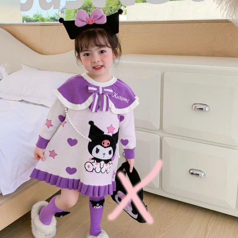 

Kawaii Sanrio аниме Hello kitty Kuromi платье принцессы Новинка Осень-зима милое мультяшное платье Кукольное платье на шею Хэллоуин игрушки для девочек