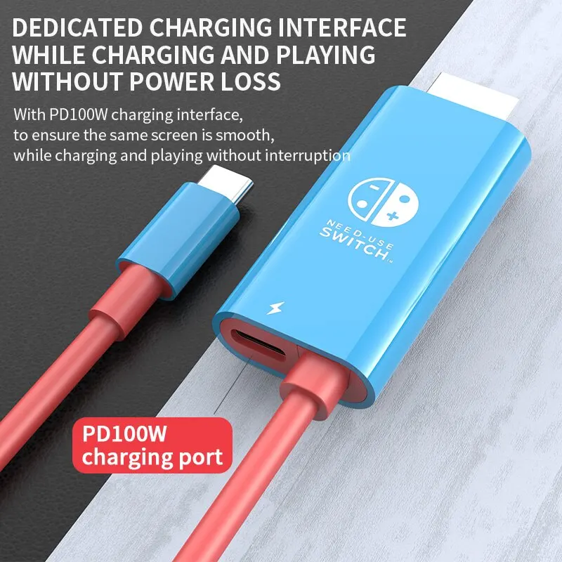 휴대용 도크 USB 타입 C-HDMI 변환 케이블 TV 도킹 모드 닌텐도 스위치 스팀 데크