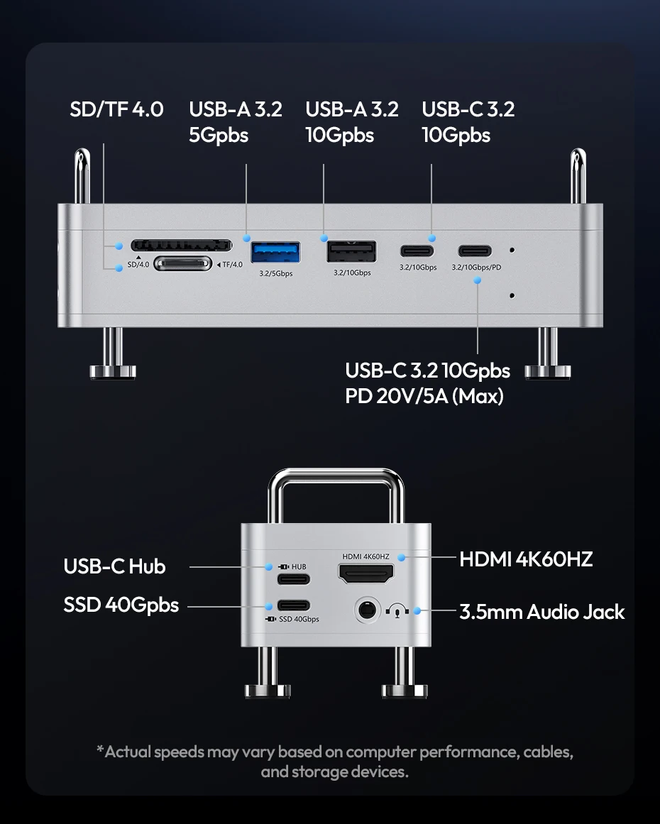  QT03 Docking Station with SSD Enclosure 2-in-1 Minimalist Setup for Storage Ch