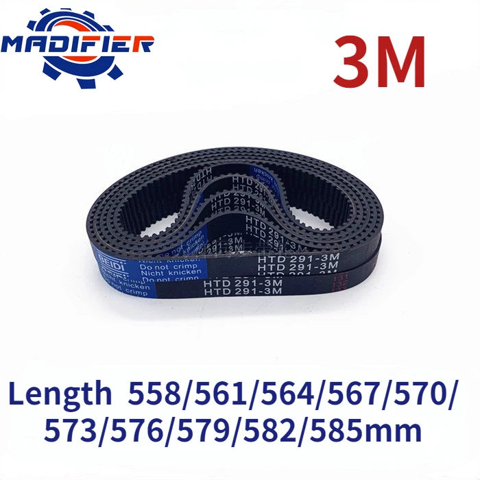 

HTD3M Rubber timing belt length 558/561/564/567/570/573/576/579/582/585mm suitable for 10/15mm wide pitch 3mm wheel belt