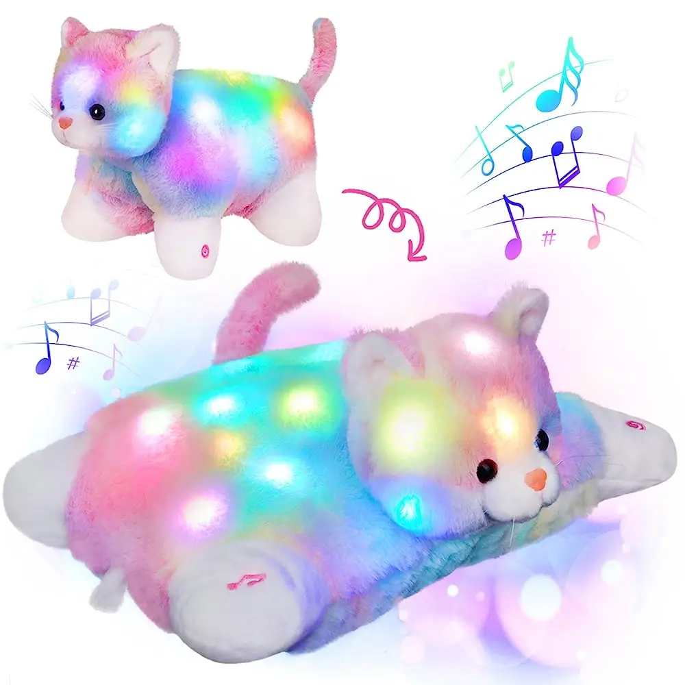 30cm Cotton Glowing Unicorn Plush Toys LED Light Throw Pillows Soft Lullabies Stuffed Animals Doll Toys Gift for Girls Kids