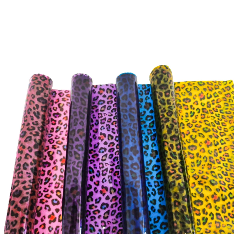 

Transparent TPU Faux Leather iridescent Leopard Synthetic Leather Vinyl Fabric for upholstery DIY notebooks covers Phone Case