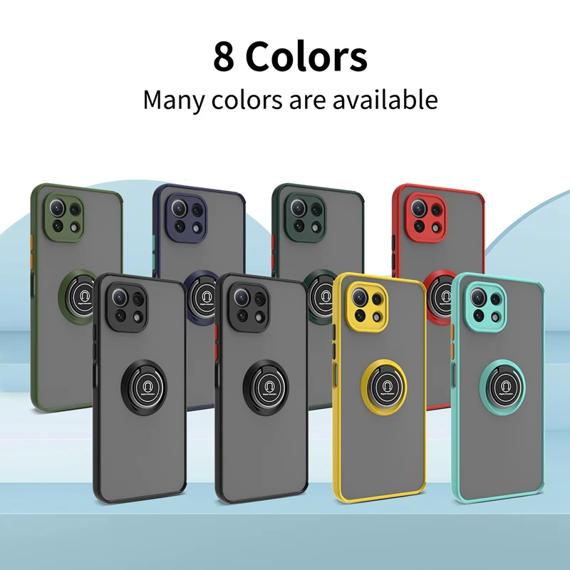 KEYSION moodne mattümbris Xiaomi Mi 11 Lite 5G NE 11 Ultra 11i läbipaistva rõngaalusega põrutuskindel telefoniümbris Xi-le_voghion.com