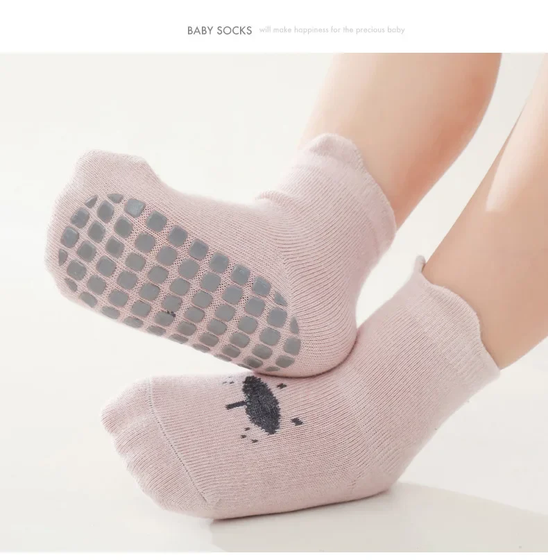 Description Picture 6 of item3/1 Pairs Cartoon Baby Socks Infant Newborn Anti-Slip Cotton Floor Socks For Girls Boys Cute Unisex Rubber Grips Toddler Socken