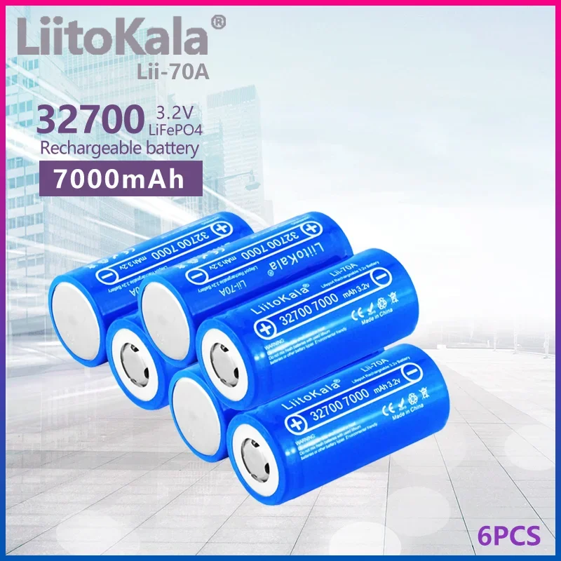 

6PCS LiitoKala 3.2V 32700 7000mAh LiFePO4 Battery 35A Continuous Discharge Maximum 55A High power Batteries for Power tools