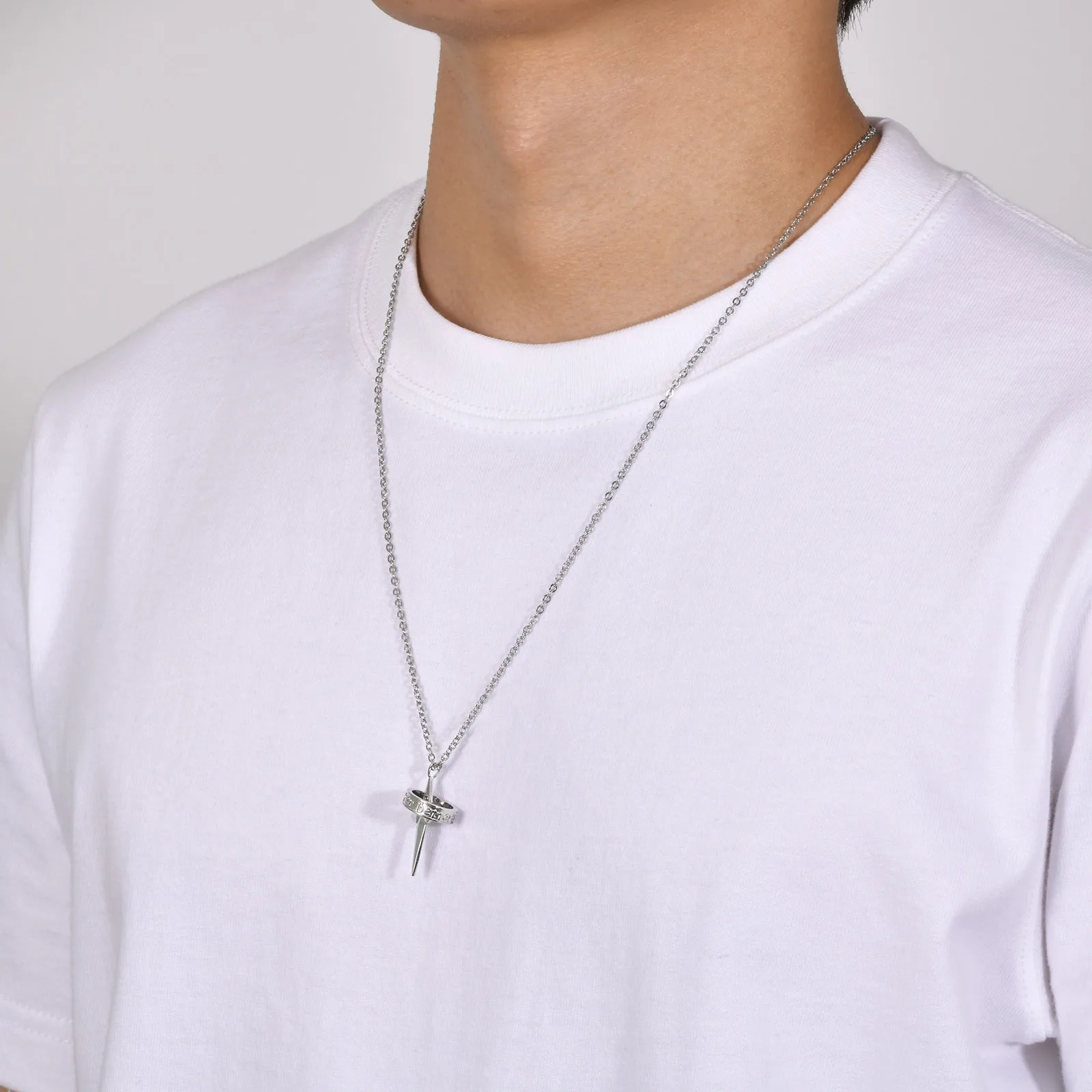 Mprainbow Mens Cross Pendant Necklaces with Round Prayer Charm,Valentine's Father's Day Birthday Party Gifts to Dad Father BFF