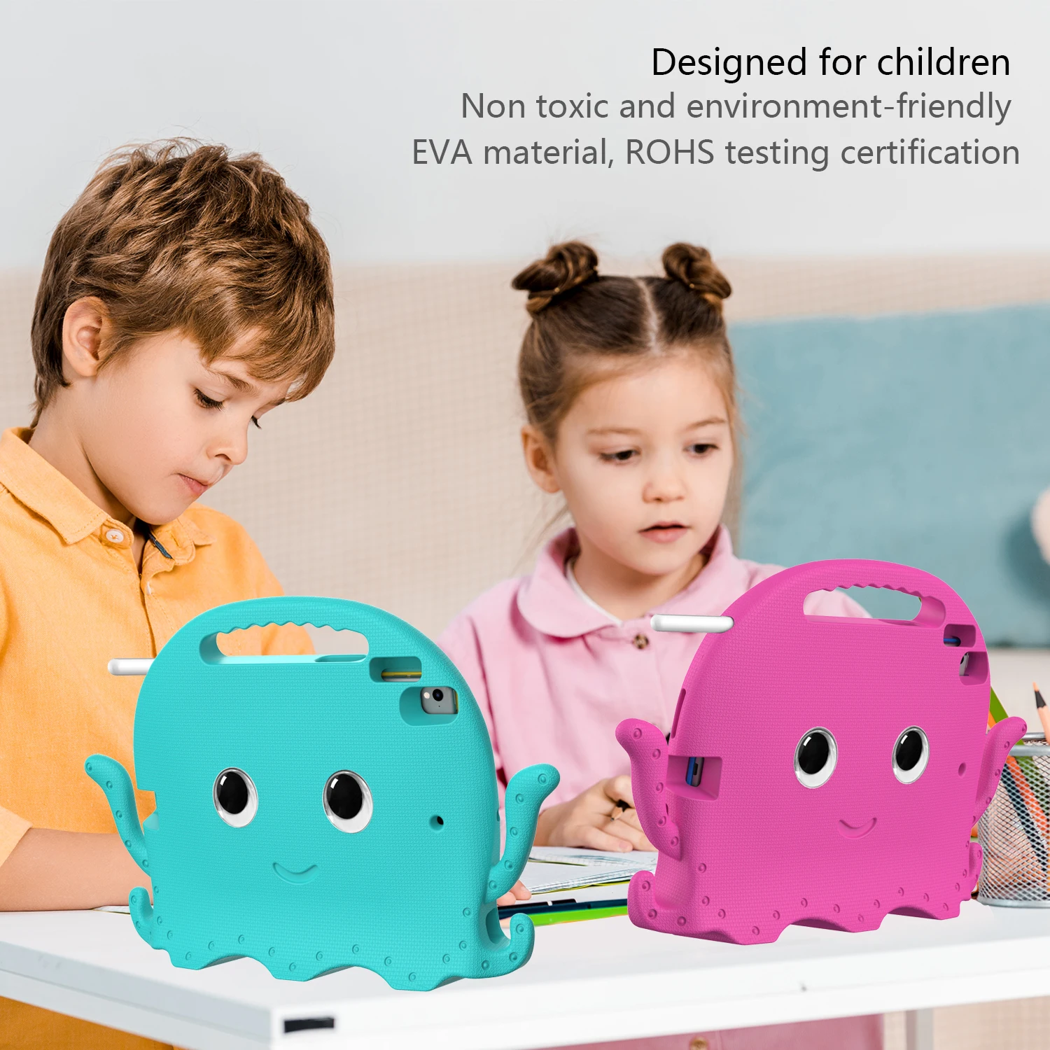 Children's Shockproof Protective Tablet Case with Handle - Cute Design