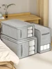 1PC gray clothes storage bag, quilt storage bag, wardrobe clothes sorting bag, with window storage bag, waterproof storage bag, 3