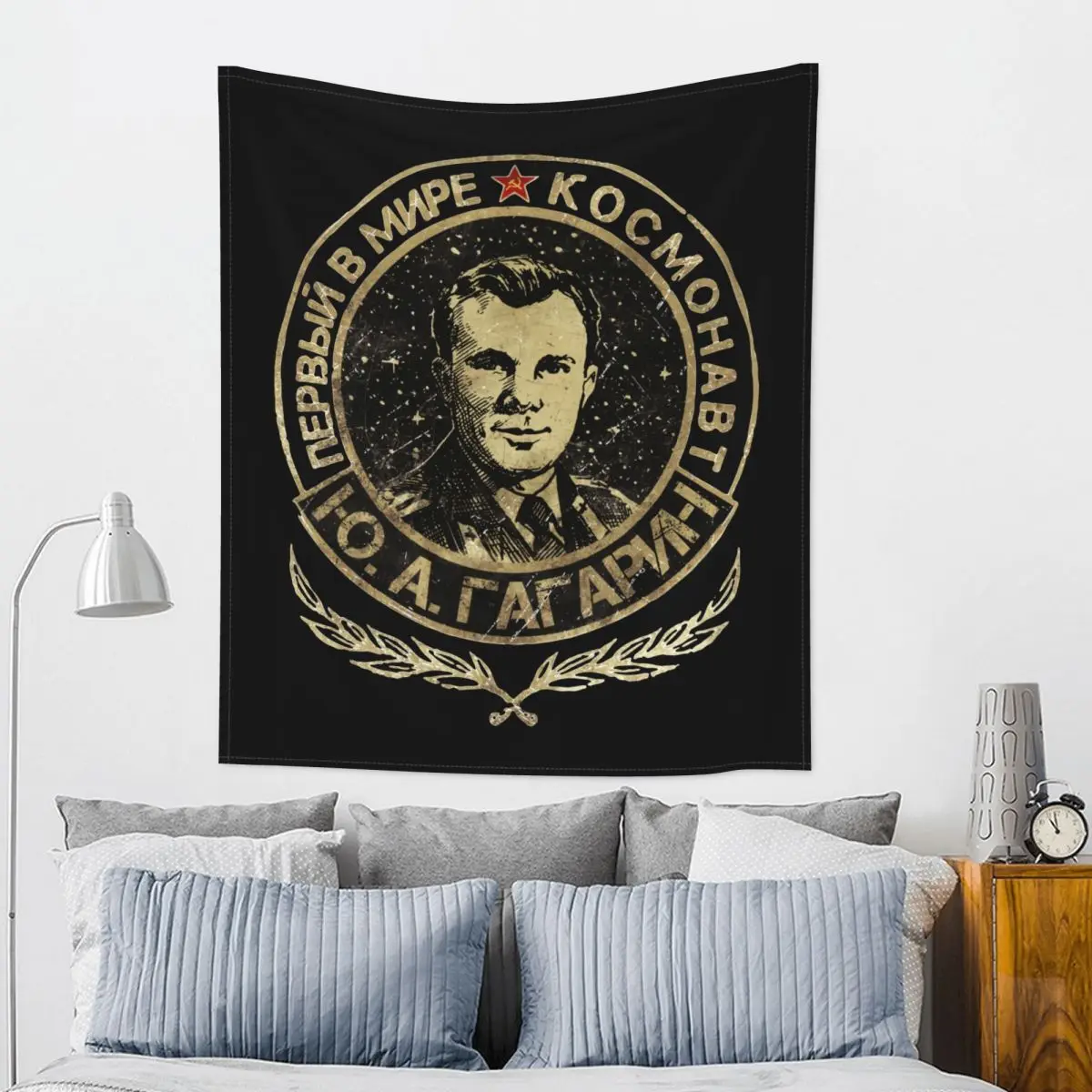 

Yuri Gagarin Vintage Tapestry Wall Hanging Hippie Wall Tapestry USSR Cosmonaut Soviet Union CCCP INS Wall Blanket Room Decor