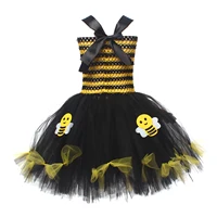 Costume de Cosplay abeille mignon pour enfants filles, robe de princesse sans manches en Tulle, bandeau chauffe-jambes, ensembles d'ailes de baguette pour tout-petits 6