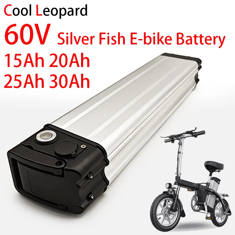 

60V 15Ah 20Ah 25Ah 30Ah Lithium Ion Battery,For Silver Fish Style Electric Bicycle Battery With Aluminum Case Anti-theft Lock