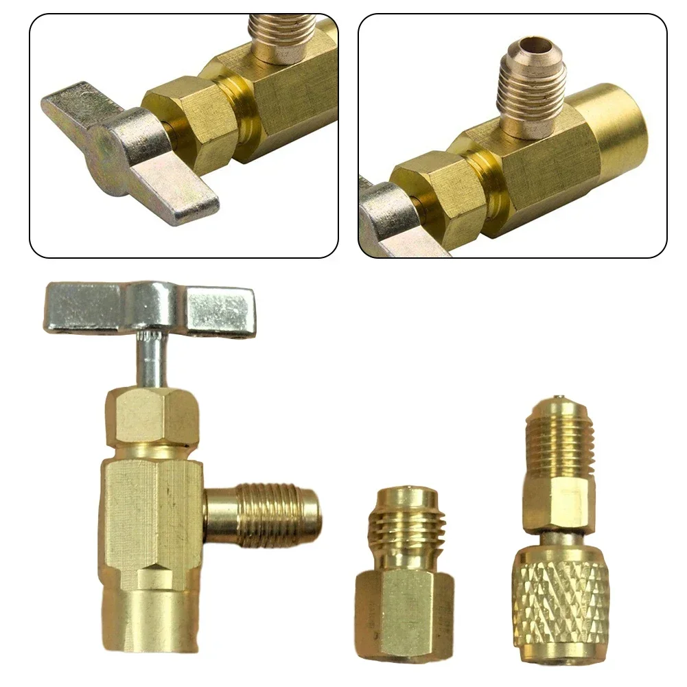 3PCS Self Sealing R1234yf A/C Can Tap 1/2IN ACME 1/4IN SAE Male Fit R12 R134a Right-Hand Threads Special Disassembly Tool