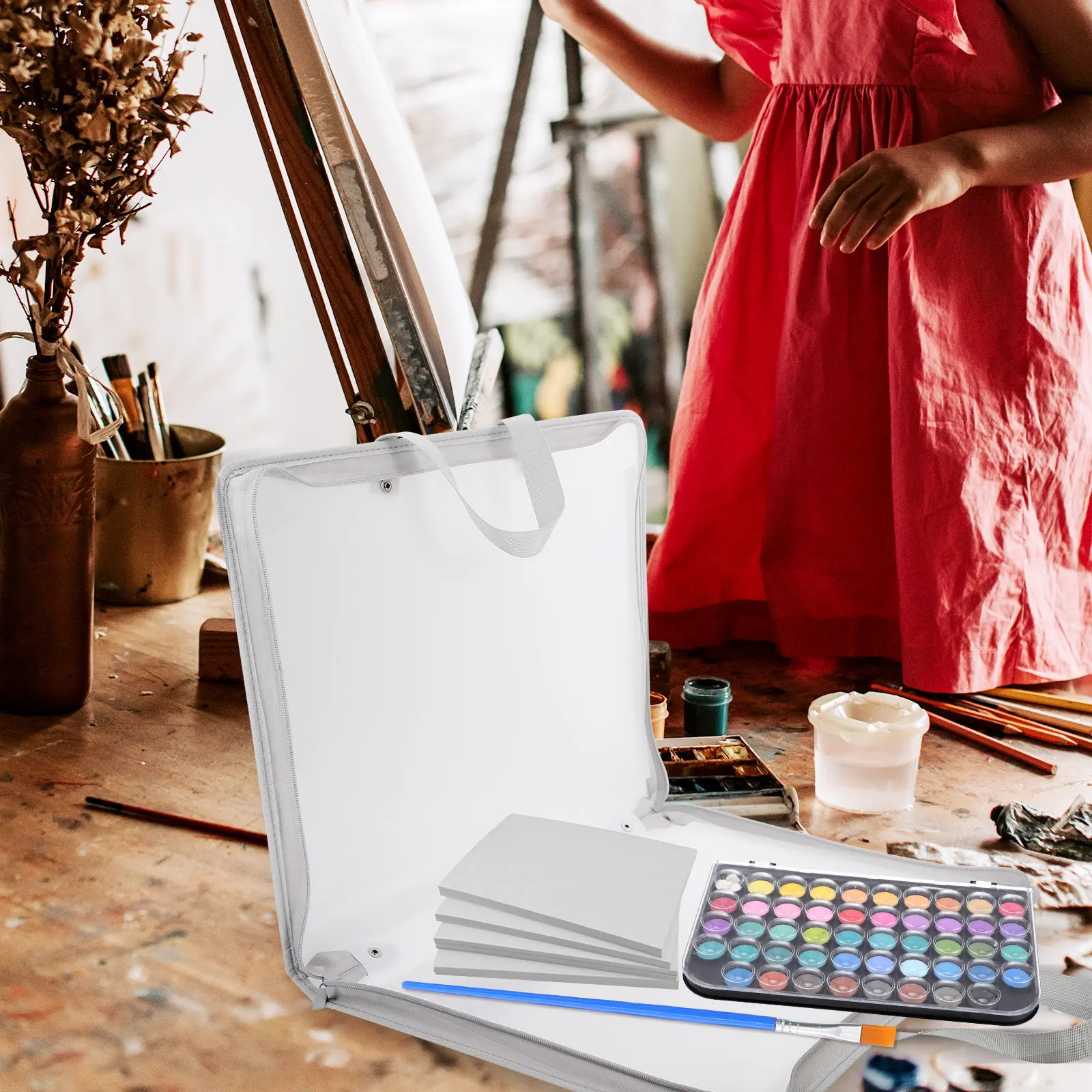 휴대용 파일 포트폴리오 아트 학생 포트폴리오 고강도 방수 보관 가방 (아트워크, 시험지, 시험 문서 정리용)