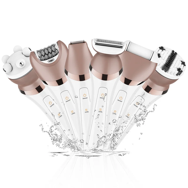 Depiladora portátil recargable 6 en 1 para mujer, herramienta de depilación Facial para cuerpo, piernas y axilas, afeitadora IPX7 para mujer » Depiladora portátil recargable 6 en 1 para mujer