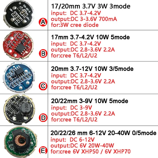 Driver 3000mA Per XML XM-L2 Driver LED 3000ma Per Cree XML, XM-L2 - Circuito Per Torce LED, Modalità 2,3,5 Driver Modalità Multiple - Foto 3