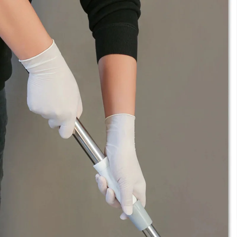 100PCS White Disposable Nitrile Gloves Waterproof Oil Resistant Household Nitrile Gloves Dyeing Hair Tattoo Cleaning Household 6