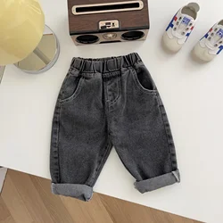 Baby Boys Solid Color Denim Jeans Casual Pants - 120  4-5y (Black)